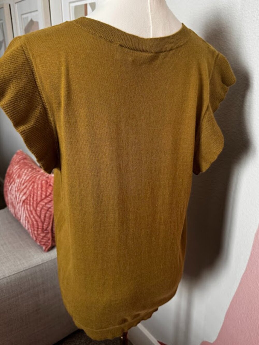 Loft Olive Green Flutter Sleeve Sweater Top, Size Large *EPOC - Picture 4 of 4